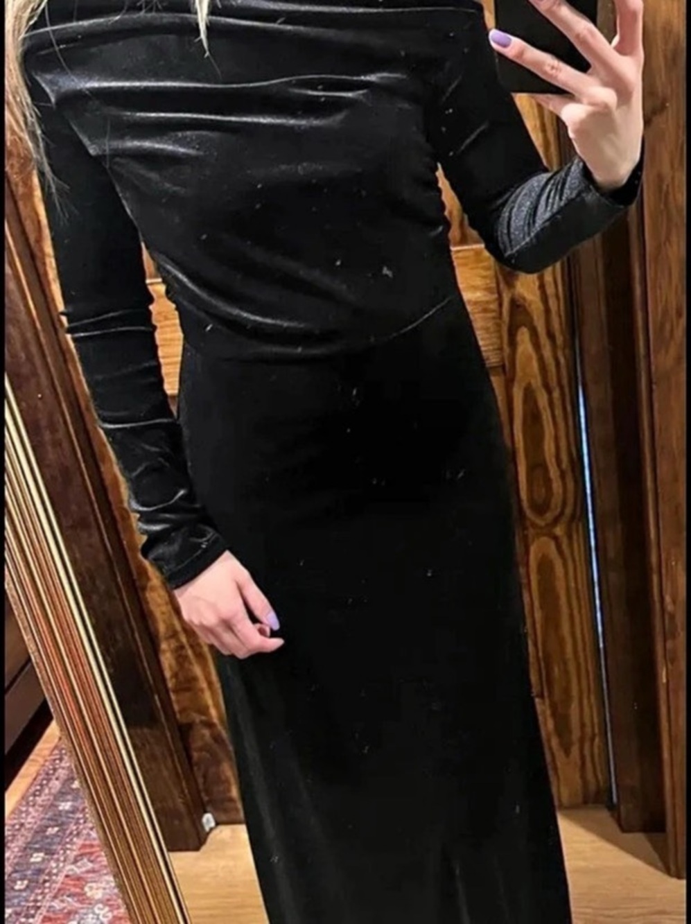Black Velvet-Look Maxi Dress Like New